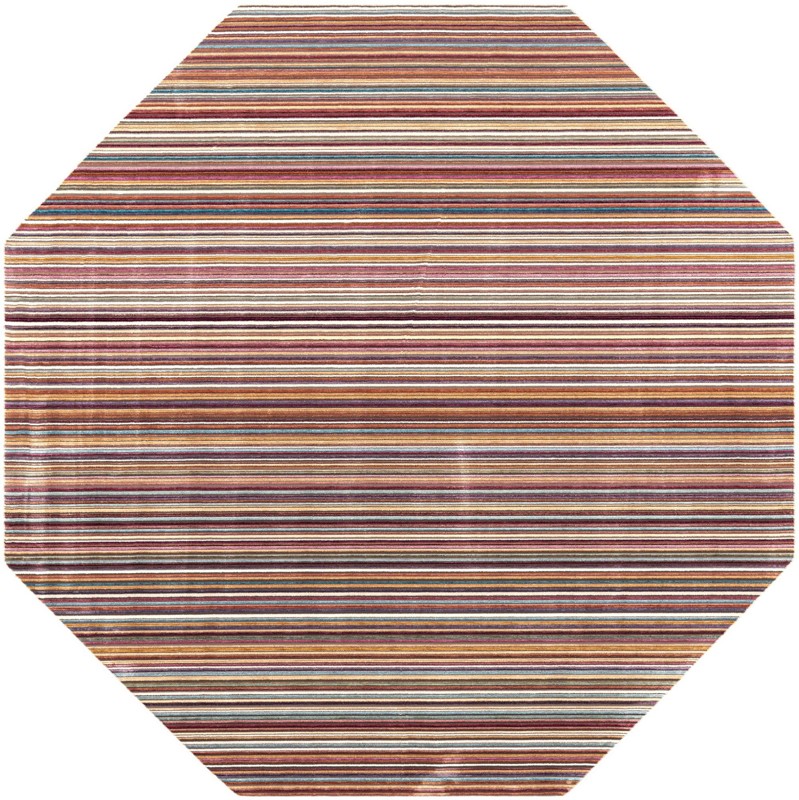 7' 10 x 7' 10 Currier · Striped rug, multicolor and burgundy