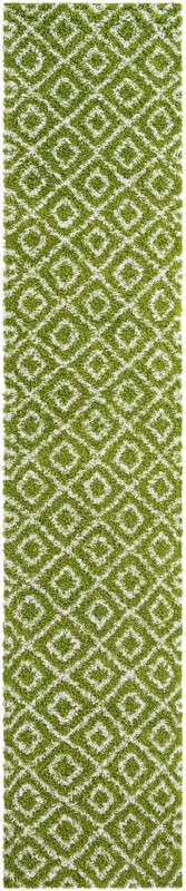 3' 3 x 16' 5 Brock · Diamond Shag Rug, green