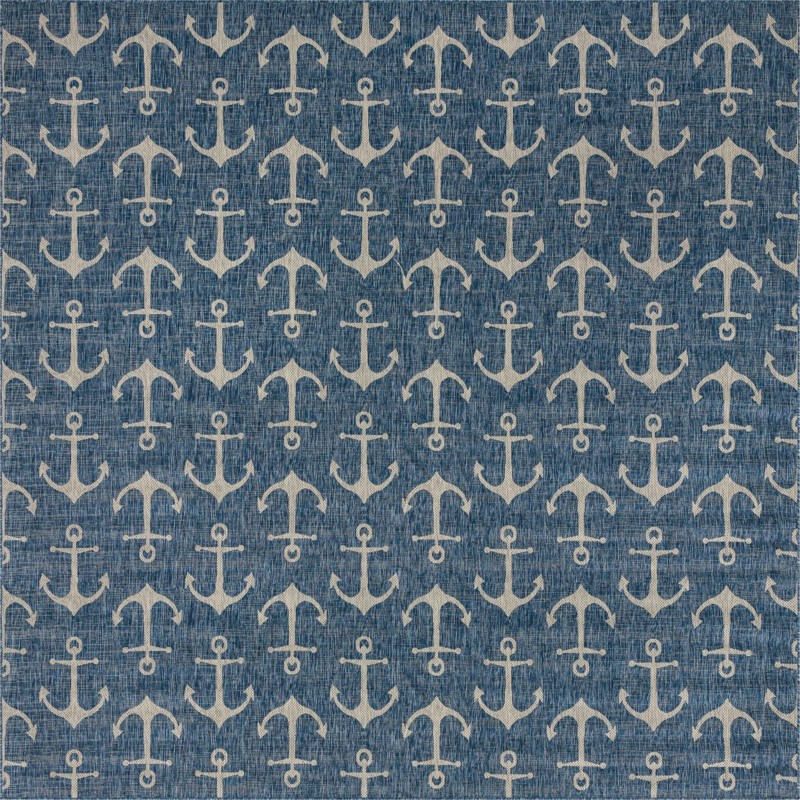 Millbrook · Anchor Outdoor Rug, blue and ivory