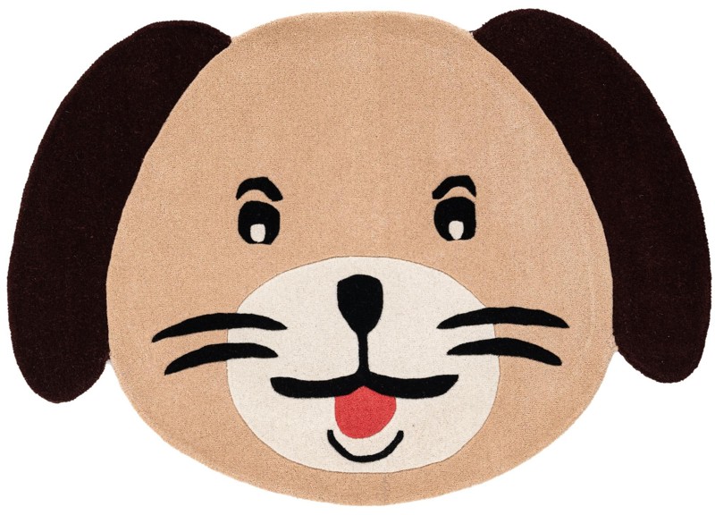 3' 6 x 5' 1 Dubuque · Dog face Wool Rug, beige and brown