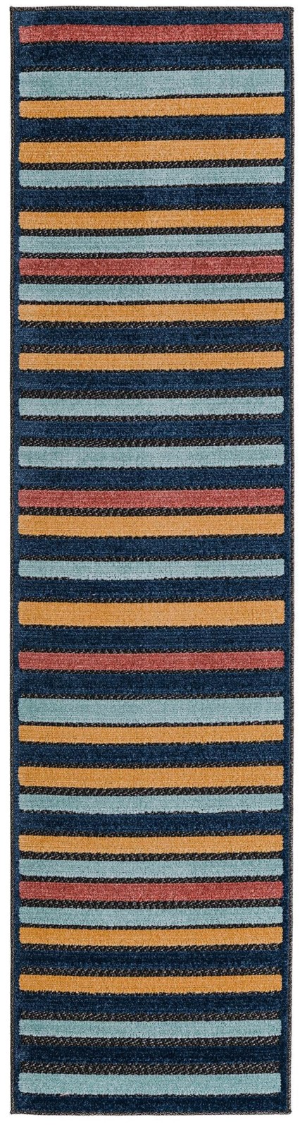 2' x 8' Buckland · Striped Outdoor Rug, charcoal