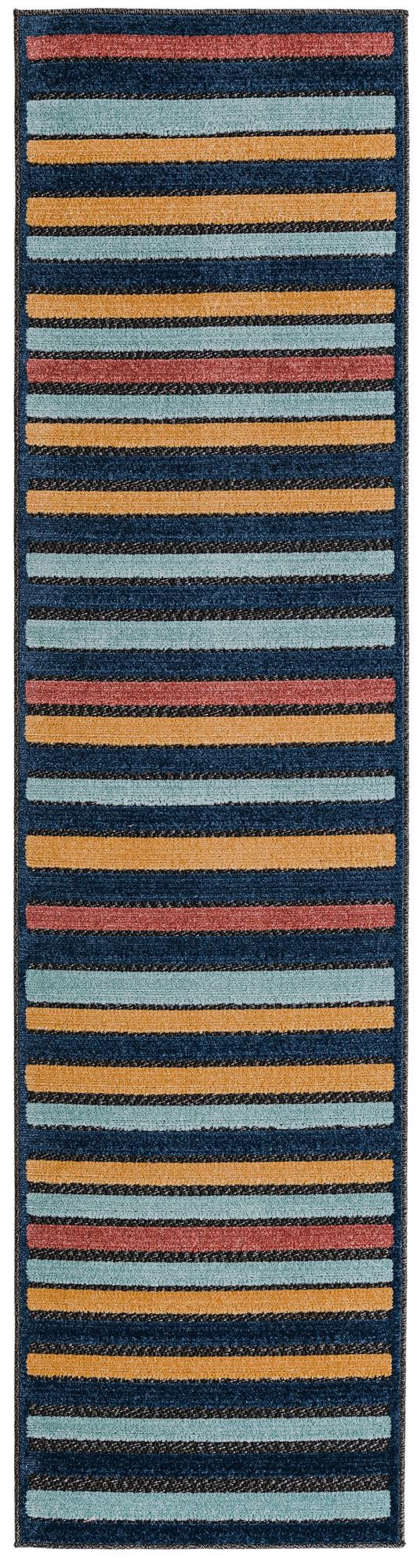 2' x 8' Buckland · Striped Outdoor Rug, charcoal
