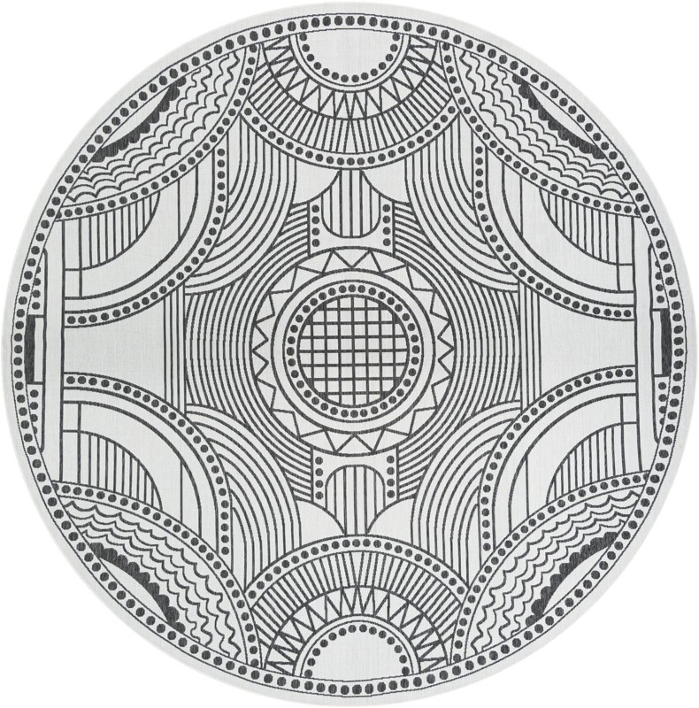Brough · Medallion Outdoor Rug, white and black