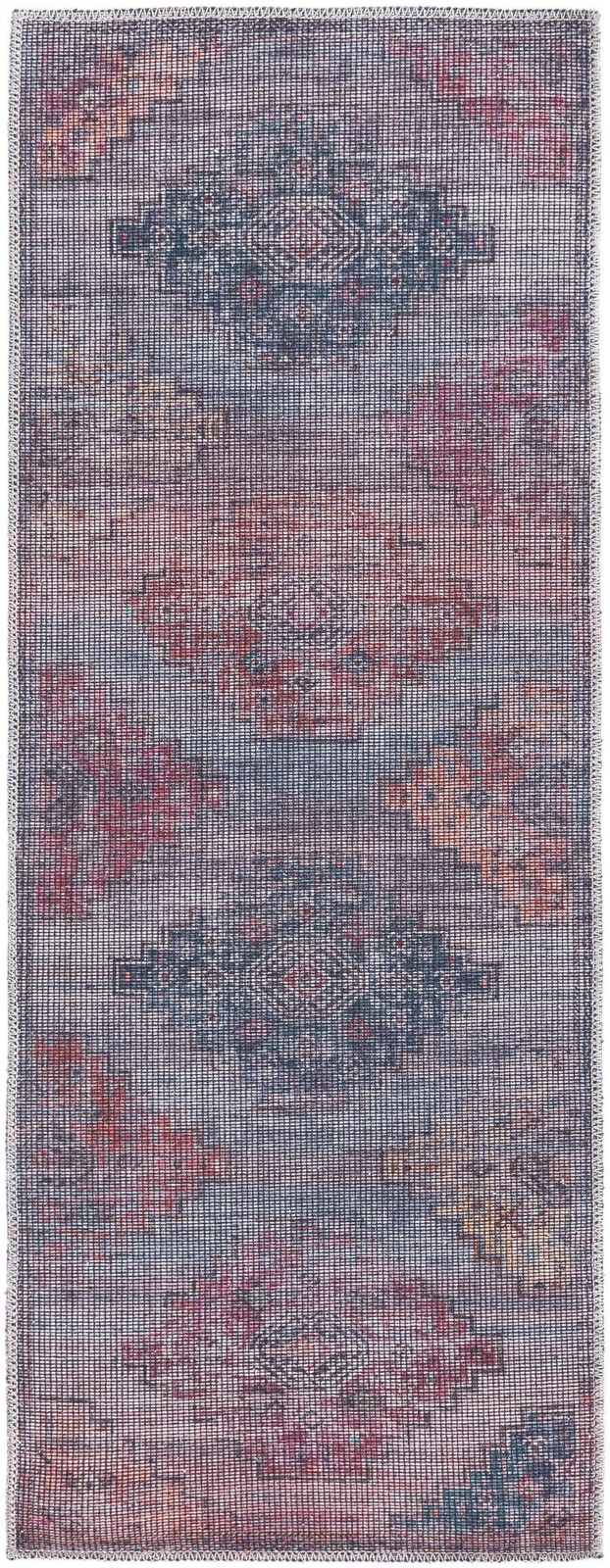 2' x 5' Perley · Geometric medallion Washable Rug, antique blue