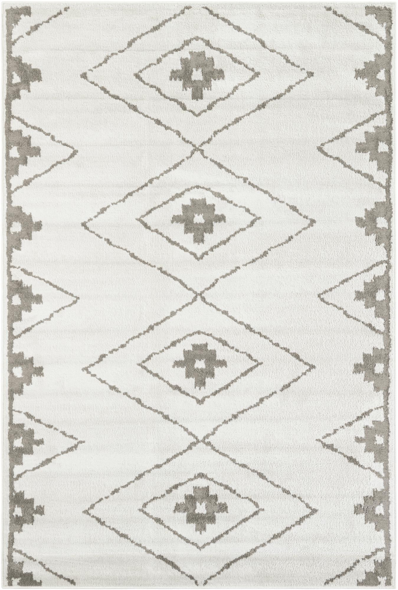 6' x 9' Sumac · Diamond rug, ivory