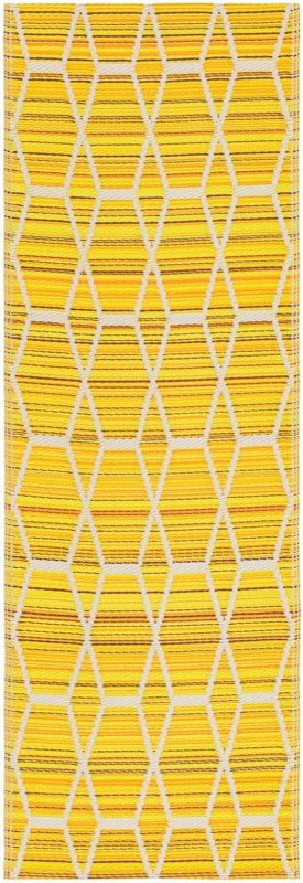 Amity · Geometric diamond Outdoor Rug, yellow and ivory