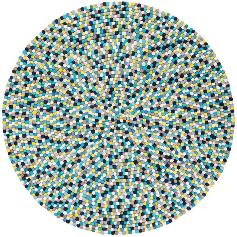 7' 10 x 7' 10 Hawthorne · Pebbled Wool Rug, blue and multicolor