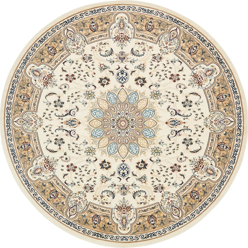 5' x 5' Blakemore · Floral medallion rug, ivory and beige