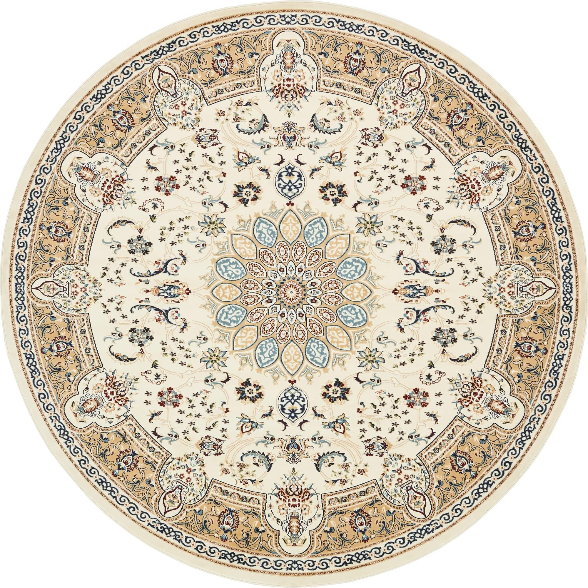 5' x 5' Blakemore · Floral medallion rug, ivory and beige
