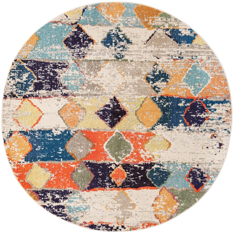 7' x 7' Oakes · Abstract Washable Rug, ivory