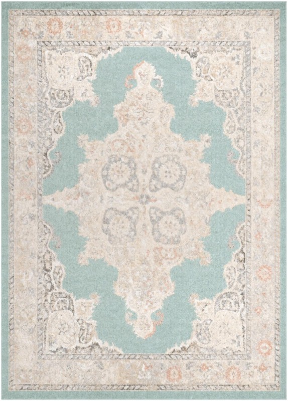 7' 10 x 11' Selby · Border rug, aqua