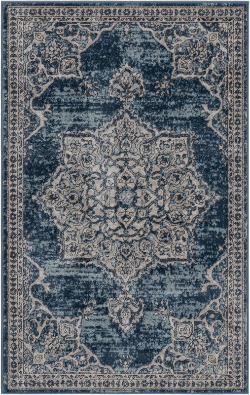 3' 3 x 5' 3 Wade · Border rug, blue