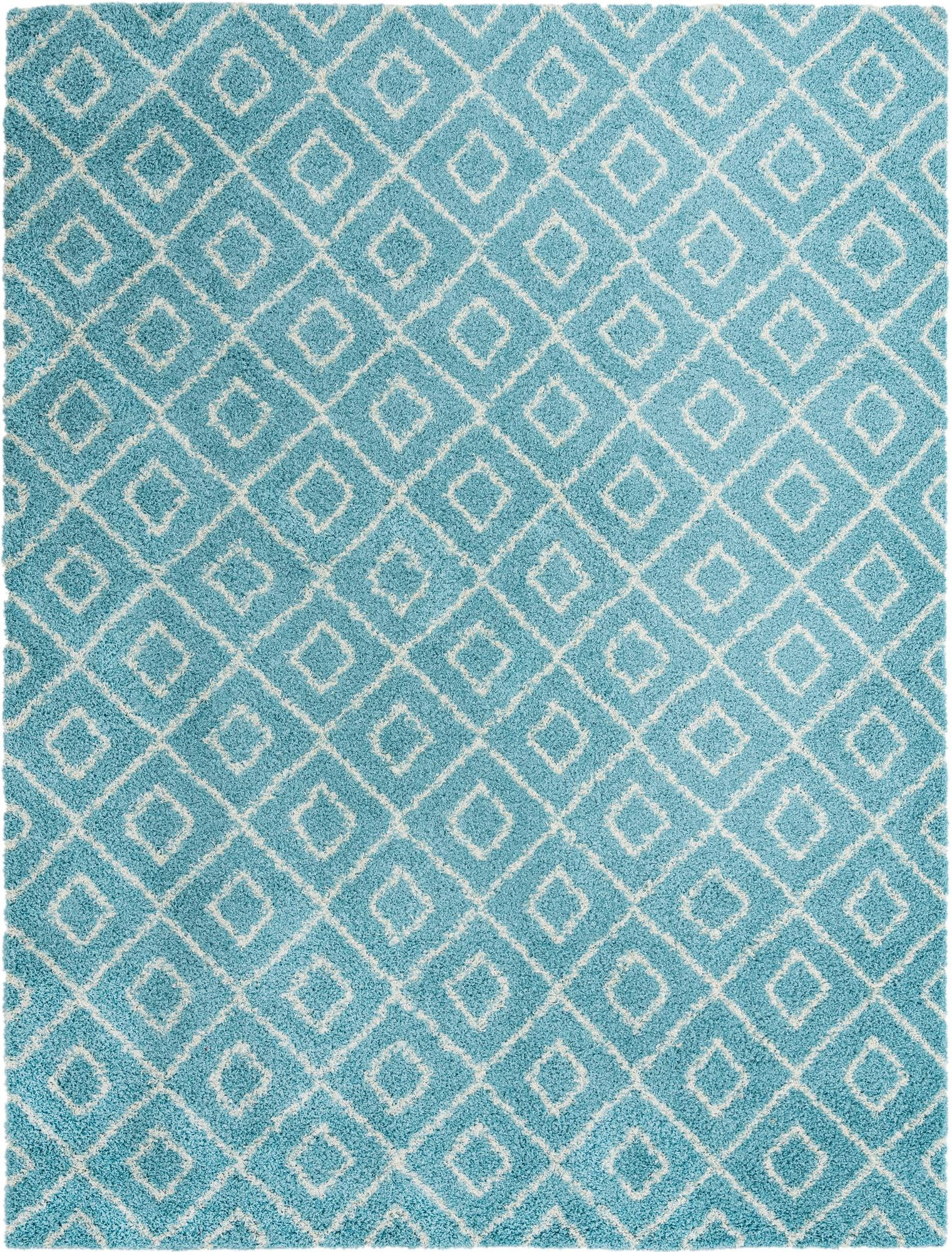 10' 8 x 14' Brock · Diamond Shag Rug, aqua