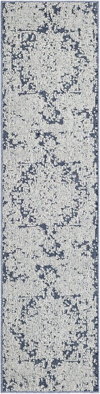 2' x 8' Cotter · Border Outdoor Rug, navy blue