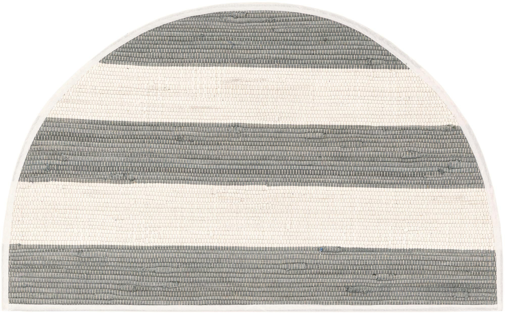 2' 2 x 3' 7 Flagstaff · Striped Chindi Rug, gray and ivory
