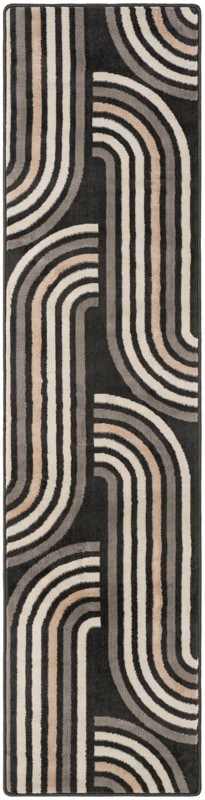Parkes · Geometric arch rug, charcoal and beige