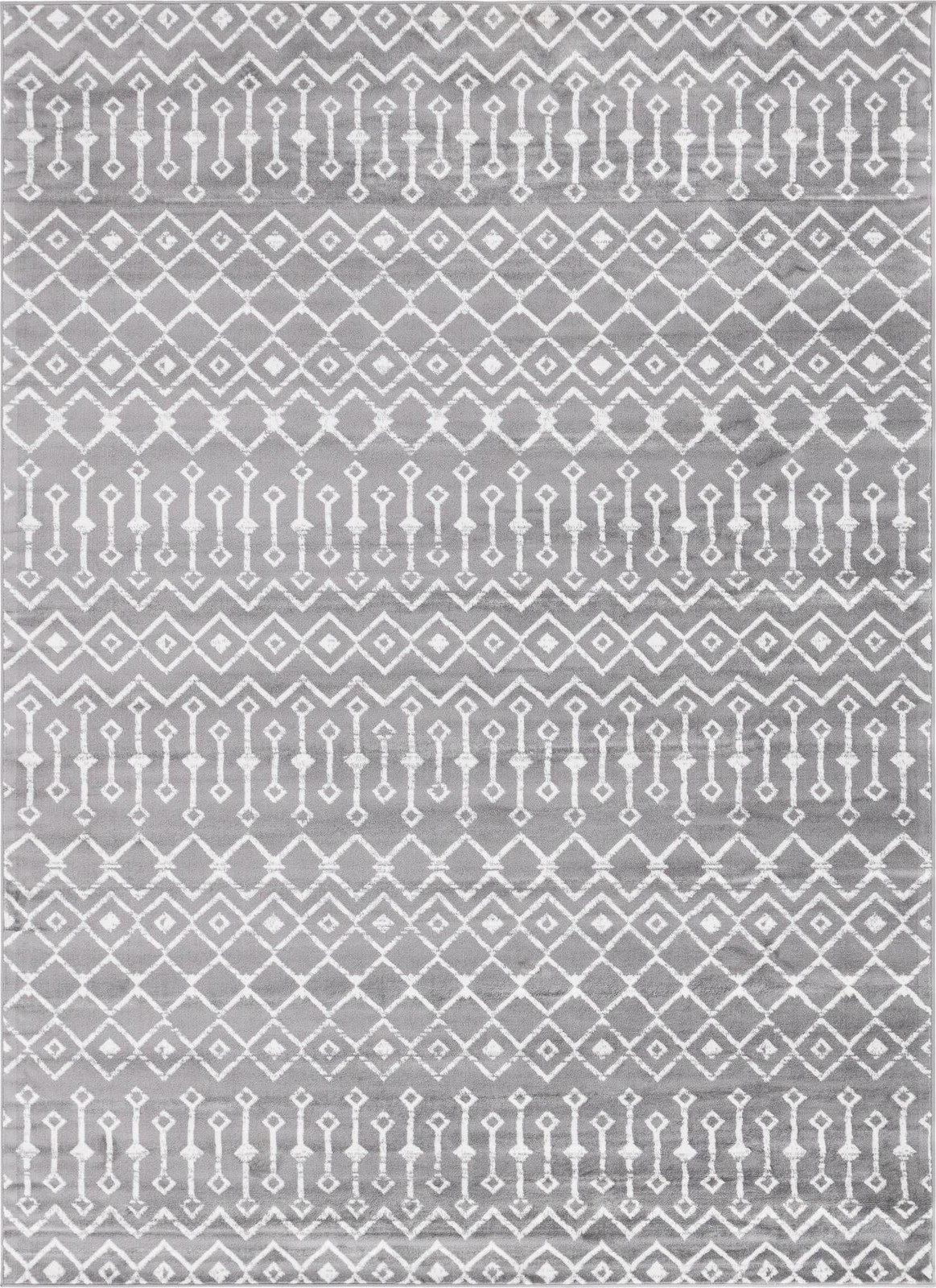 7' 10 x 11' Dudley · Geometric lattice rug, gray and ivory