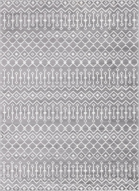 7' 10 x 11' Dudley · Geometric lattice rug, gray and ivory