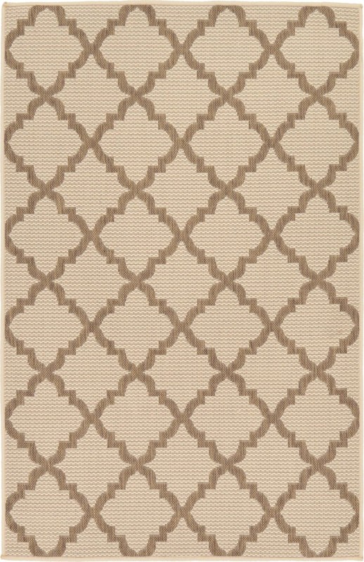 3' 3 x 5' Fanshawe · Lattice Outdoor Rug, beige and brown