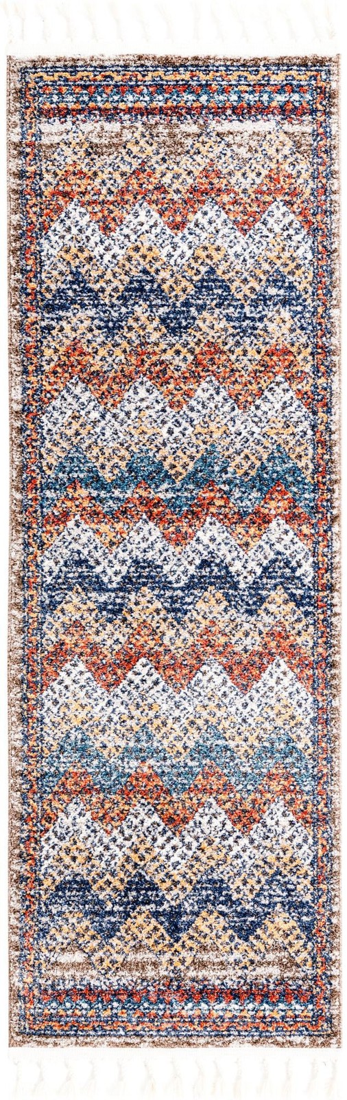 2' x 8' Walworth · Chevron rug, rust and blue