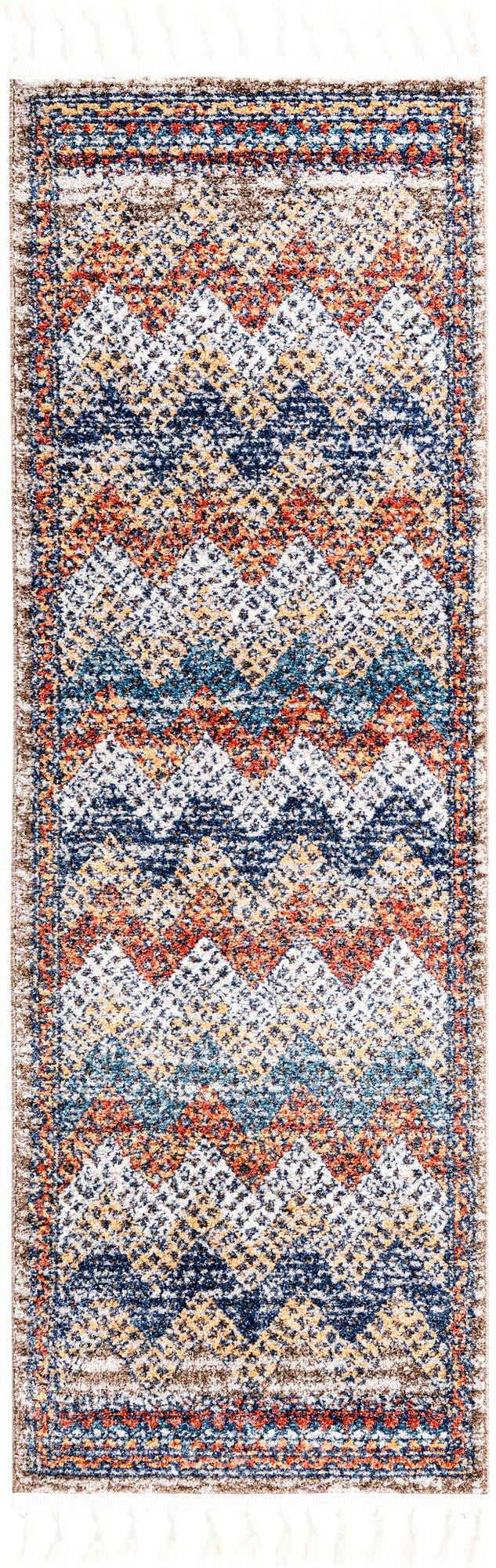 2' x 8' Walworth · Chevron rug, rust and blue