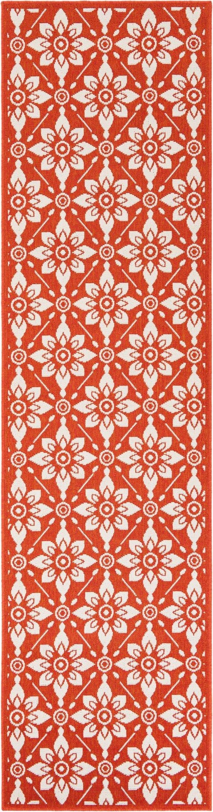 2' 7 x 10' Selwyn · Floral trellis Outdoor Rug, rust and ivory