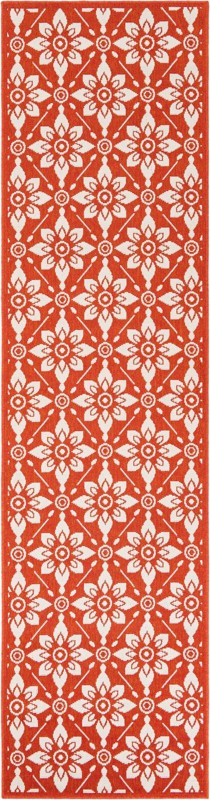 2' 7 x 10' Selwyn · Floral trellis Outdoor Rug, rust and ivory