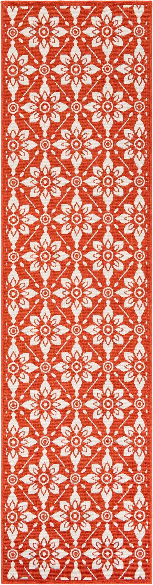 2' 7 x 10' Selwyn · Floral trellis Outdoor Rug, rust and ivory