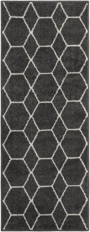 2' x 5' 3 Galloway · Geometric lattice rug, gray and ivory