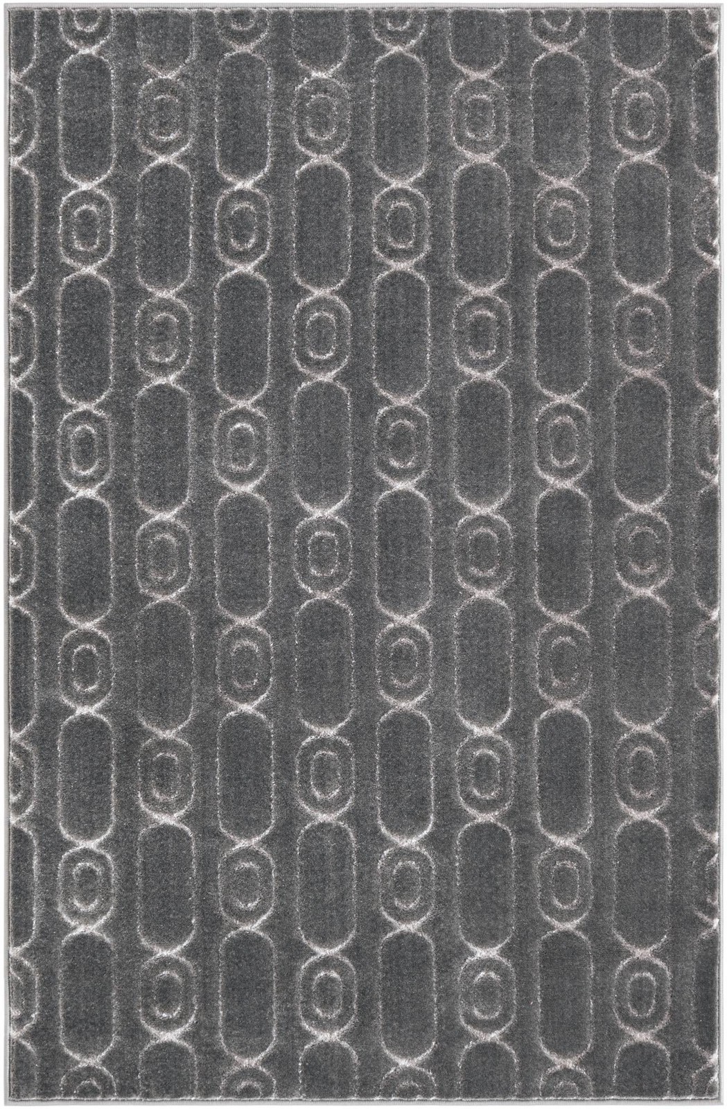 4' x 6' Renwick · Geometric lattice rug, gray and silver