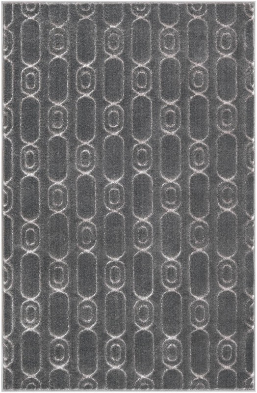 4' x 6' Renwick · Geometric lattice rug, gray and silver