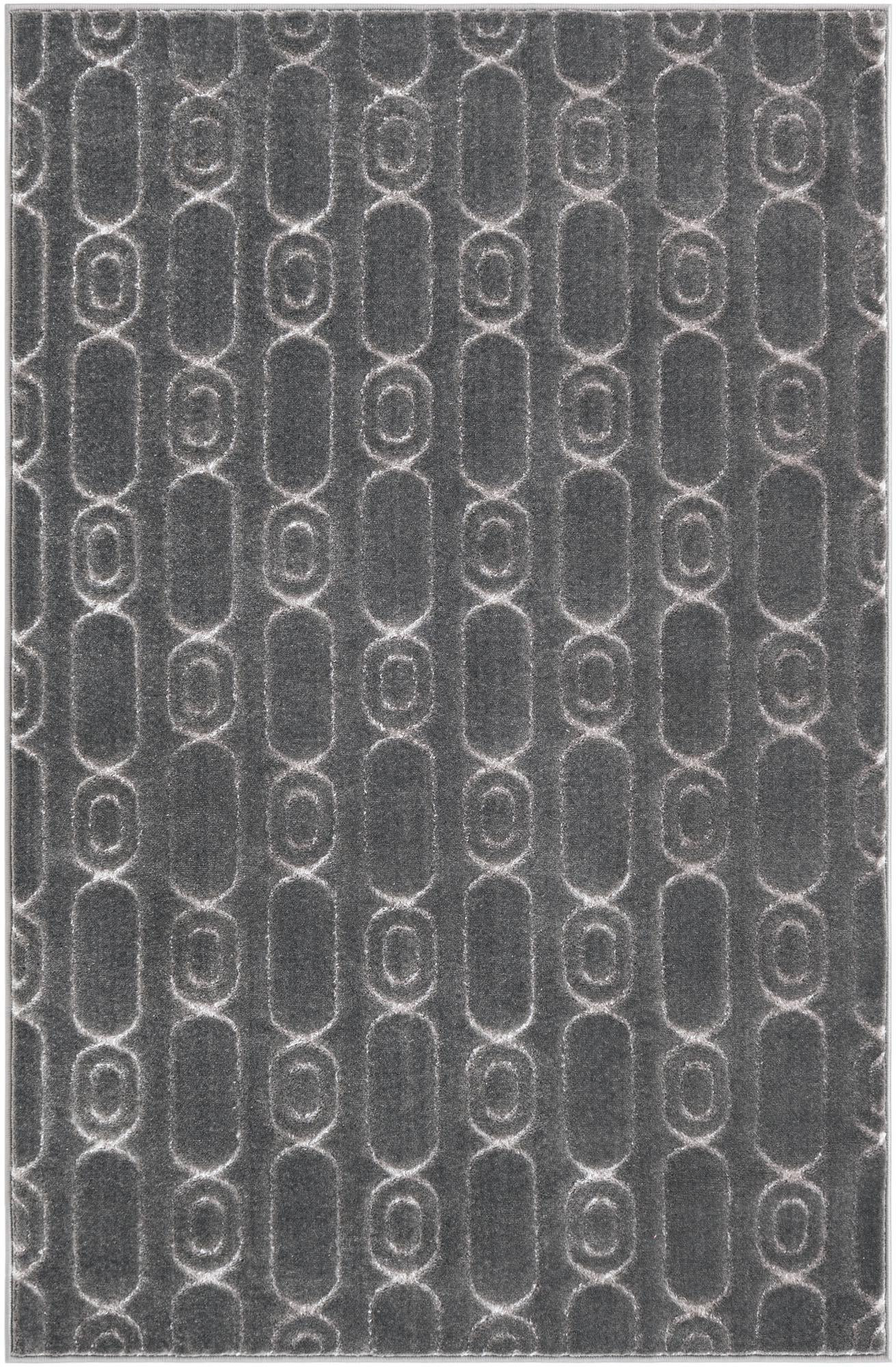 4' x 6' Renwick · Geometric lattice rug, gray and silver