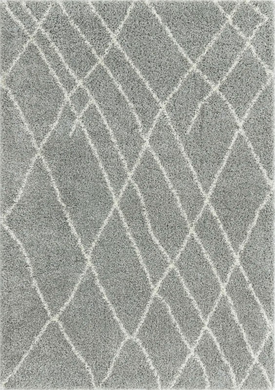 7' x 10' Clearbrook · Diamond Shag Rug, gray and ivory