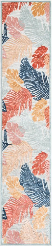 Adirondack · Tropical leaf Outdoor Rug, blue and rust
