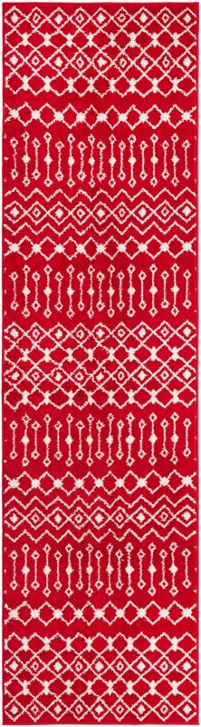 2' 7 x 10' Boswell · Geometric trellis rug, burgundy and ivory