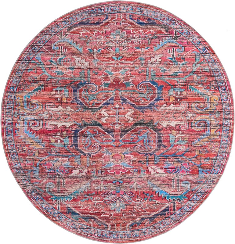 10' 6 x 10' 6 Alcove · Medallion Washable Rug, rust and blue