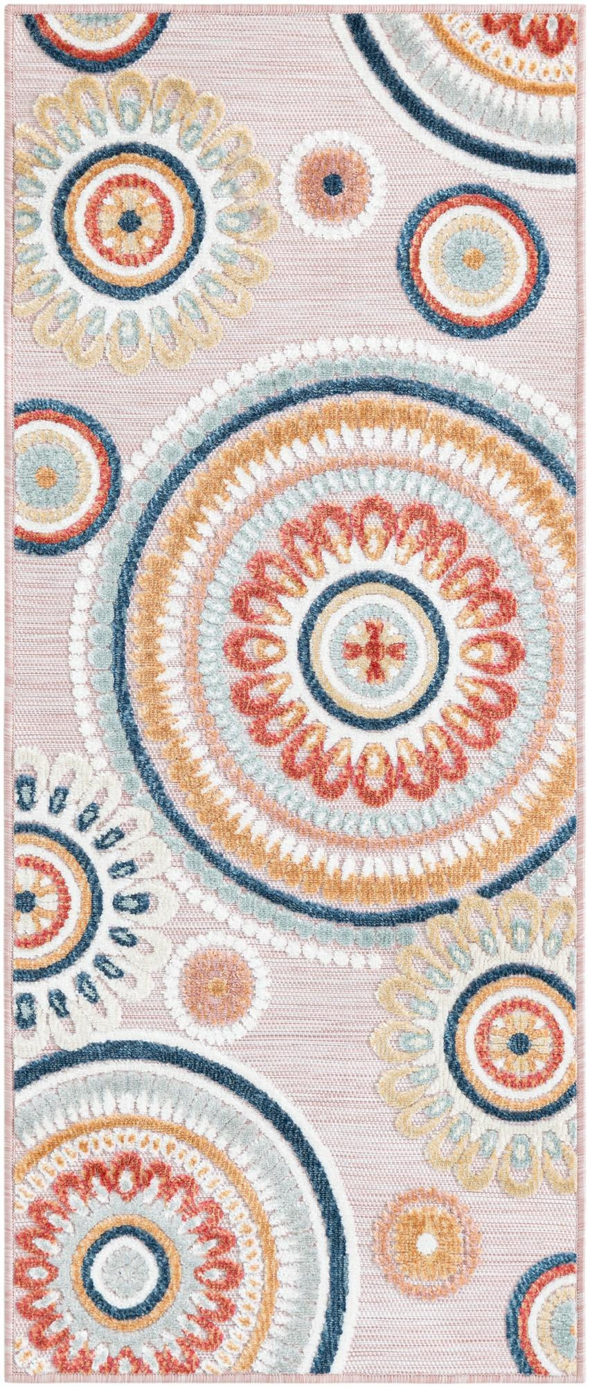 2' 2 x 5' 3 Whitefish · Medallion Outdoor Rug, pink