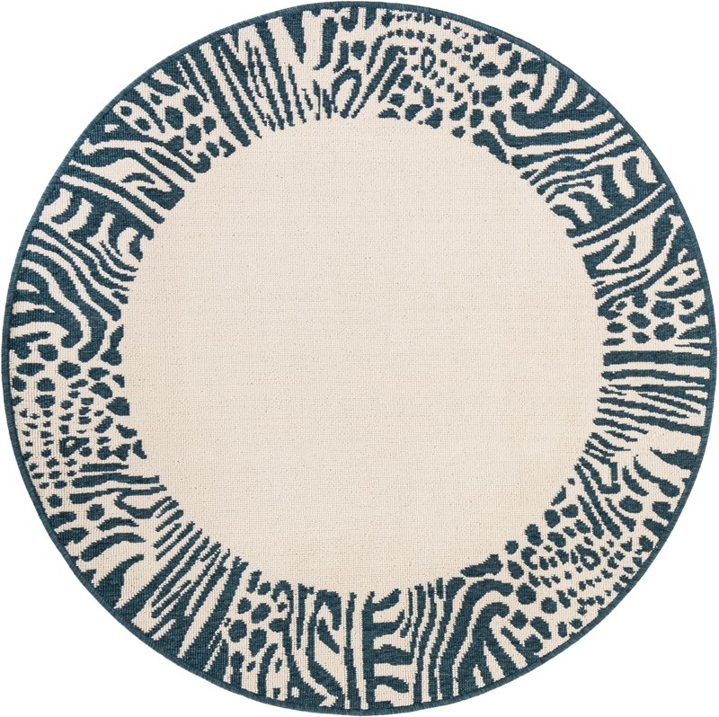4' x 4' Carlisle · Animal print Outdoor Rug, ivory
