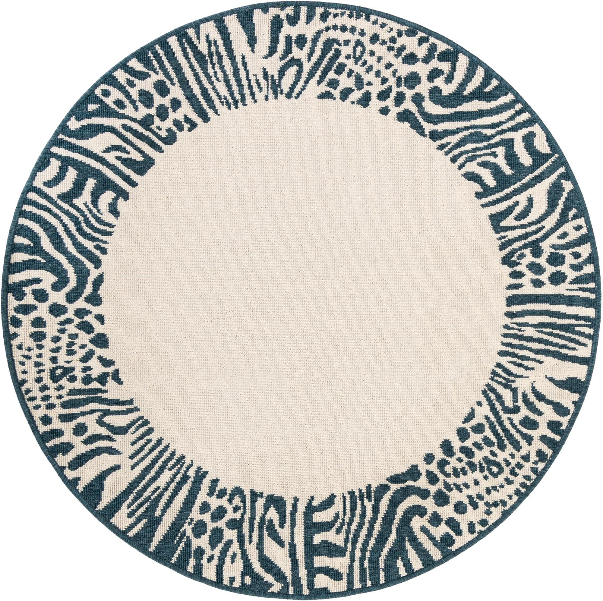 4' x 4' Carlisle · Animal print Outdoor Rug, ivory