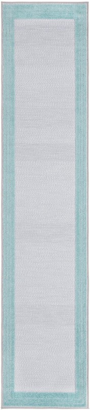 Walnut · Border Outdoor Rug, gray and teal