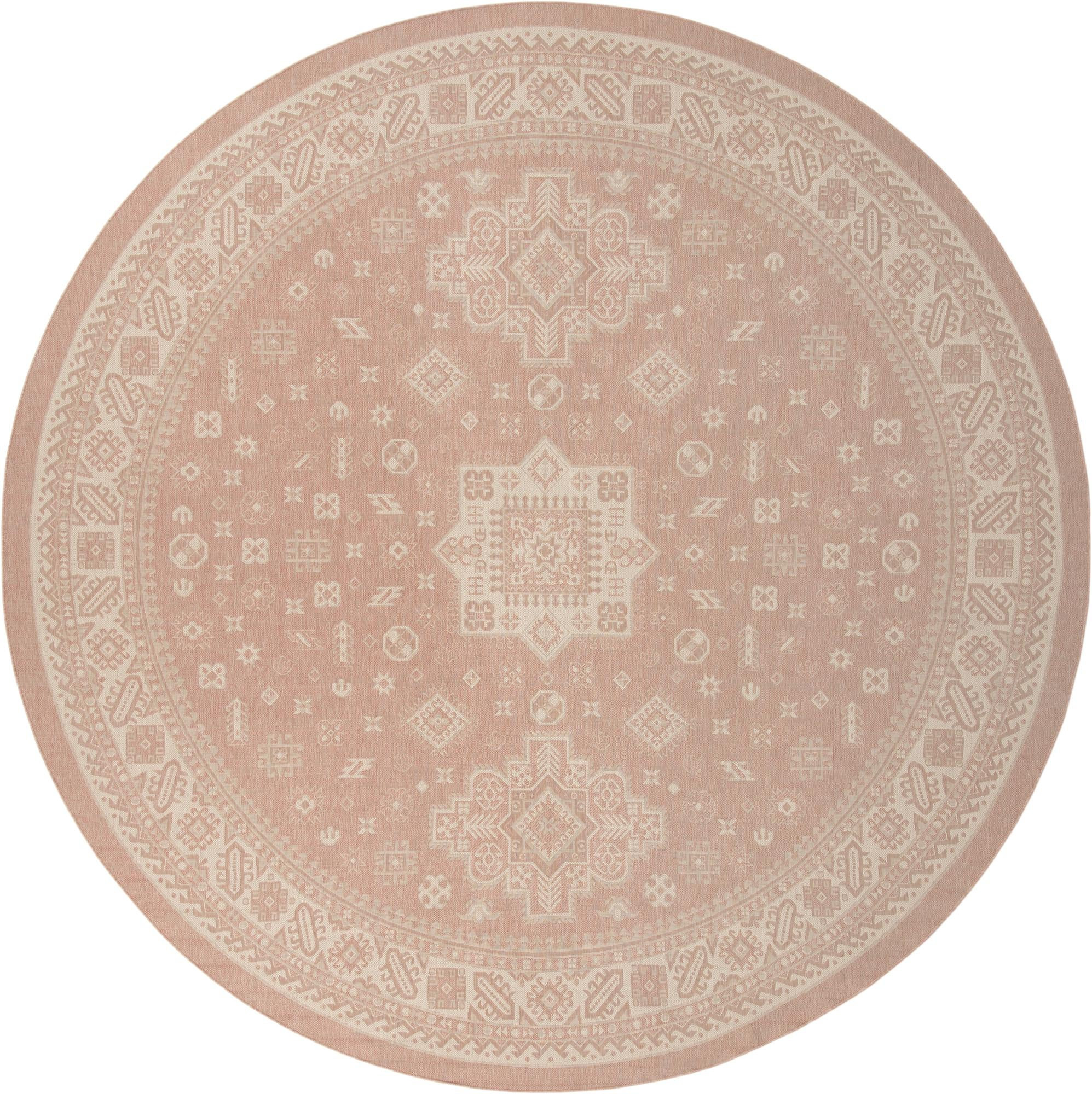 13' x 13' Bellamy · Border Outdoor Rug, pink