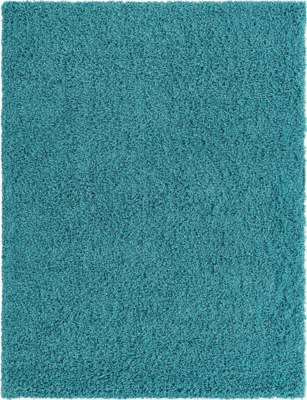 9' x 12' Jameson · Solid shag rug, deep aqua blue