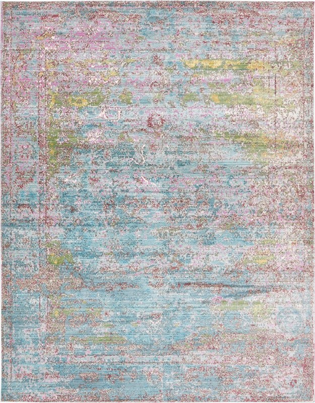 9' x 12' 2 Denholm · Abstract rug, blue and burgundy