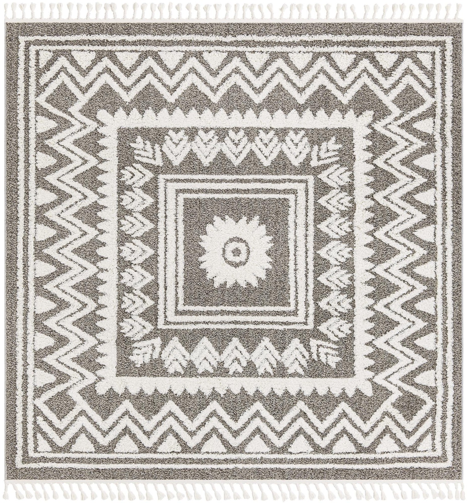 7' 10 x 7' 10 Carlin · Border rug, gray