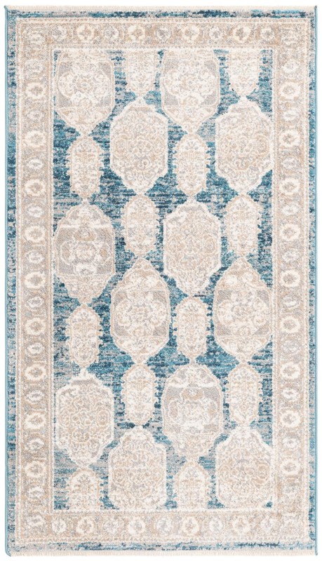 3' x 5' 3 Pullman · Distressed medallion rug, blue and beige