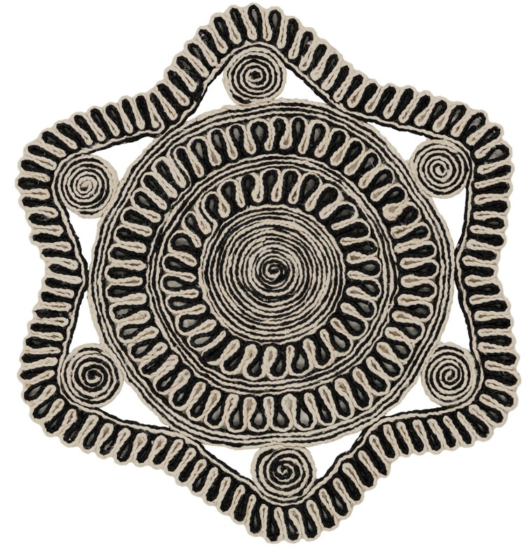 3' 1 x 3' 1 Yardley · Lines Braided Jute Rug, black and white