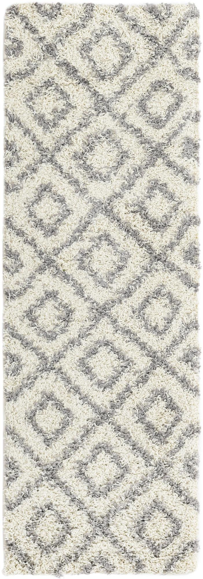 2' x 6' Brock · Diamond Shag Rug, ivory
