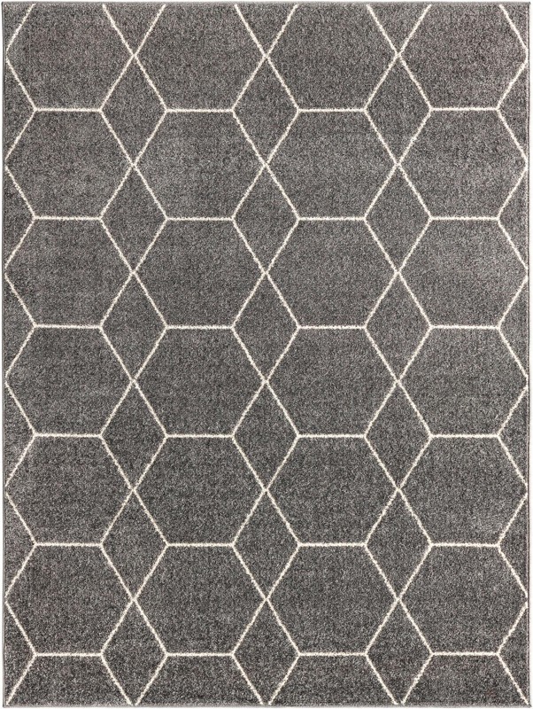 Galloway · Geometric lattice rug, gray and ivory