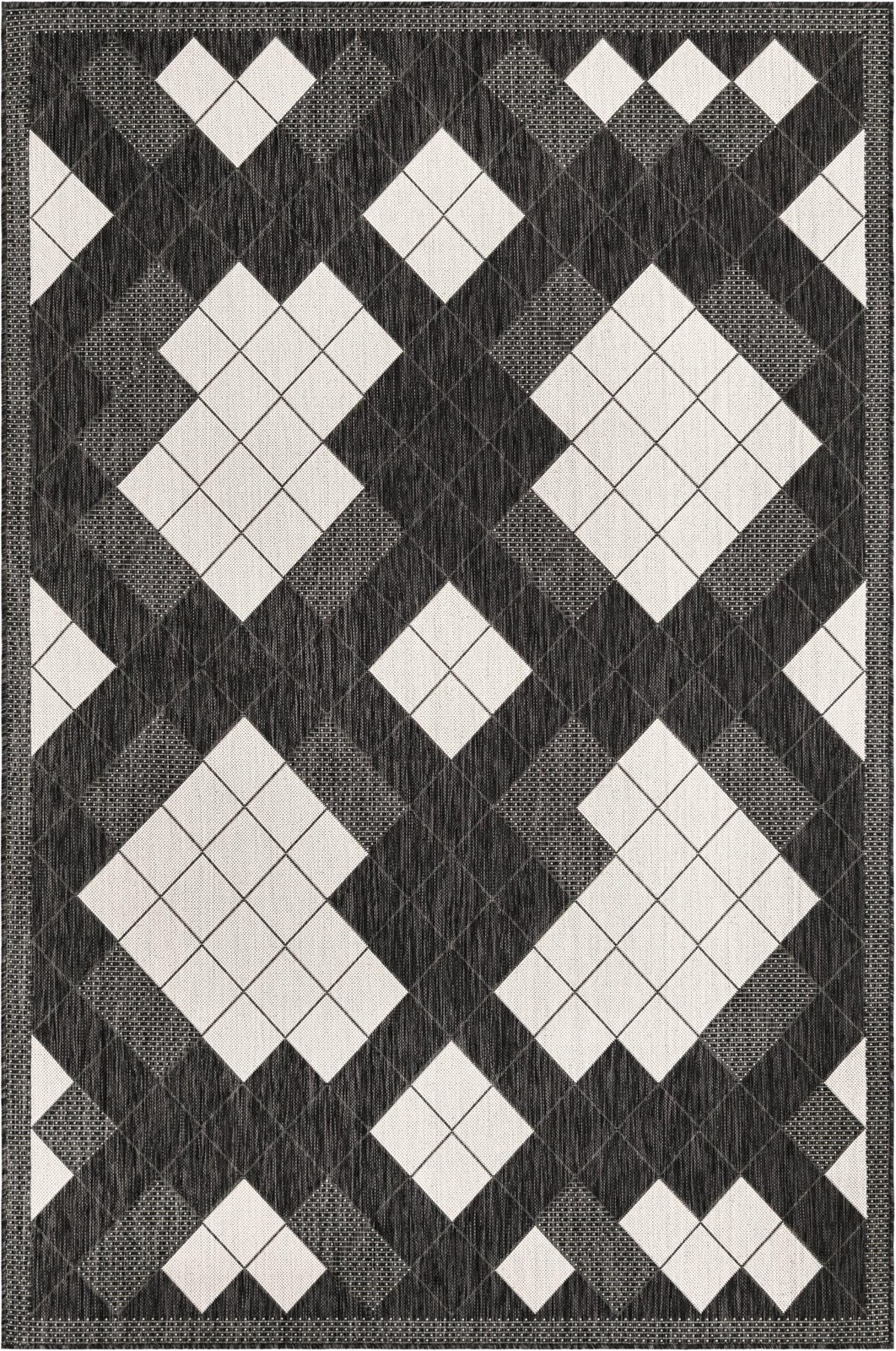 6' x 9' Keaton · Diamond Outdoor Rug, black and white
