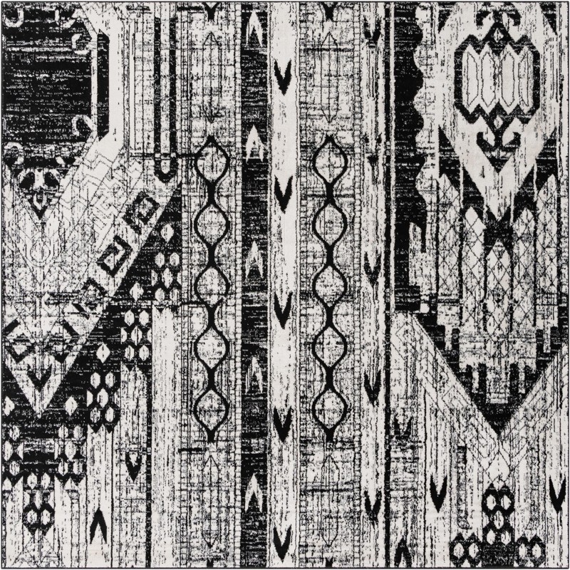 Cardinal · Tribal geometric rug, black and white